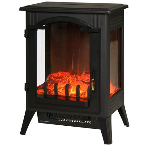 homcom 1500w free standing electric fireplace wood stove heater